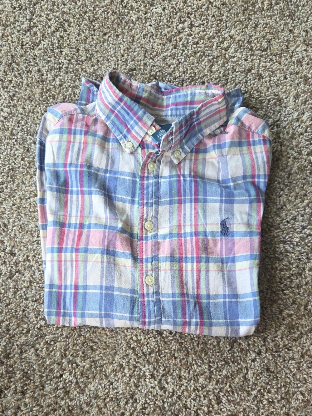 Ralph Lauren Kids Pink, Blue & White Plaid Button-Down Shirt